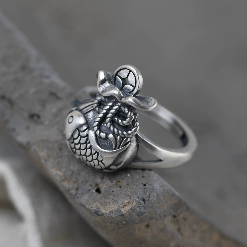 Ethnic Wear Men'S Fashion - Bague Koi style chinois porte-bonheur pour