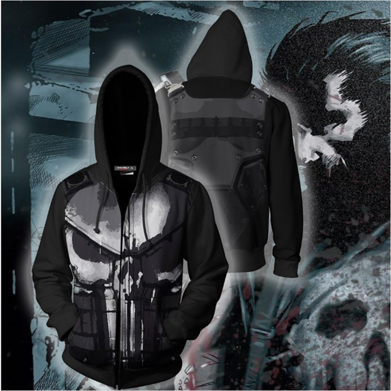 Haori Japanese Jacket - Sweat à capuche zippé Punisher imprimé