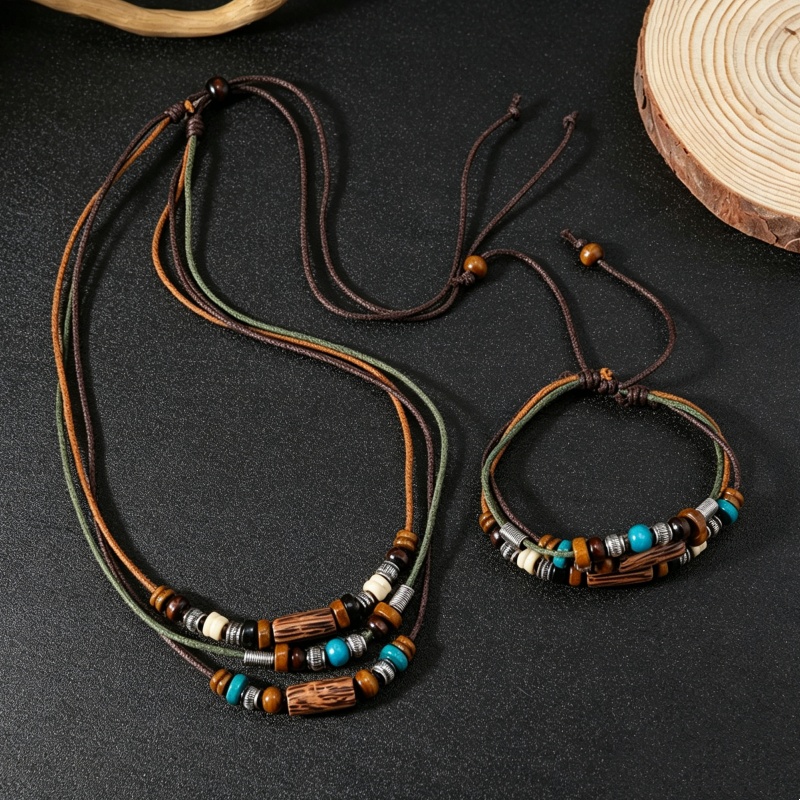 Ethnic Wear Men'S Fashion - Ensemble de bijoux vintage en similicuir