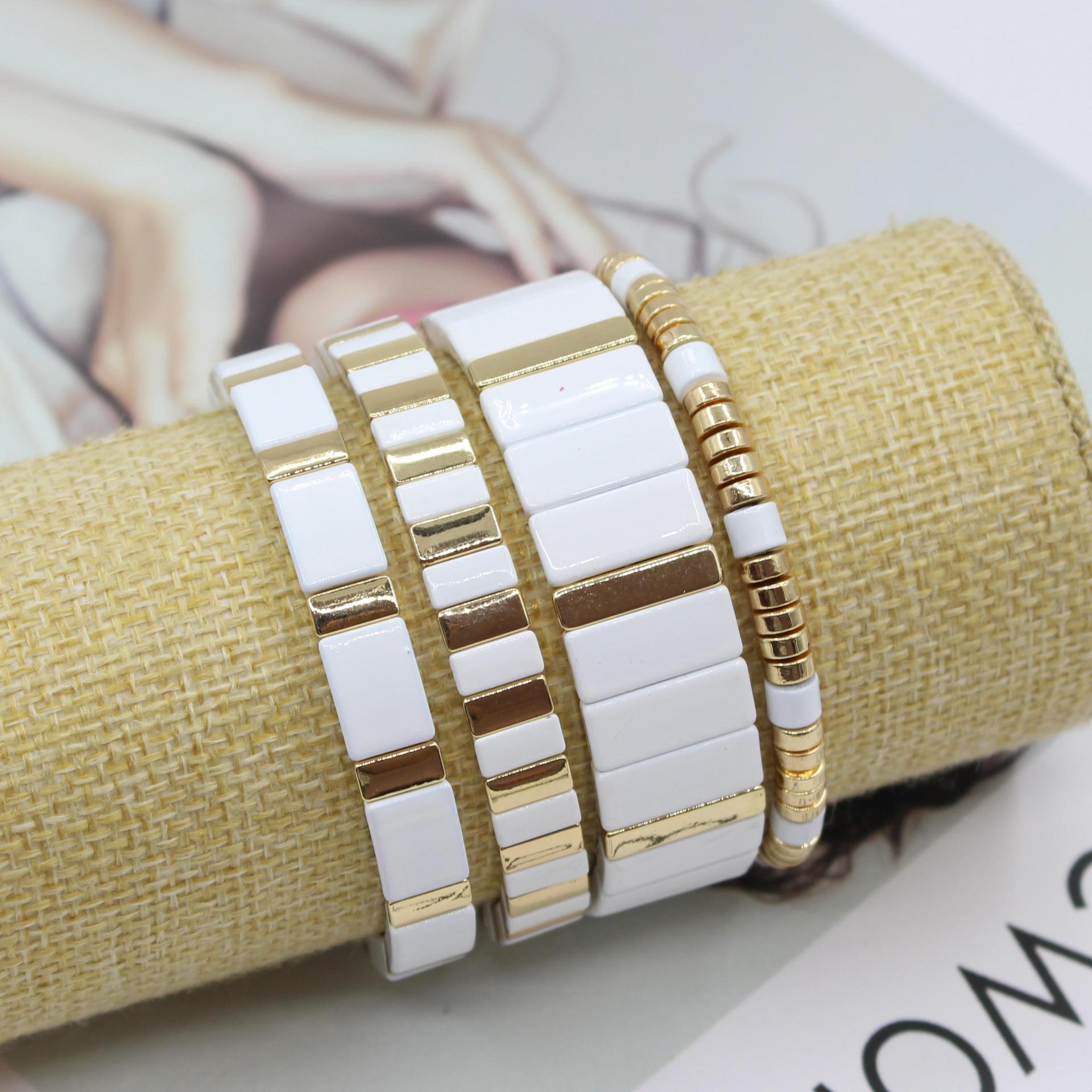 Bracelet en émail blanc bohème - Ethnic Fashion Model avis et prix