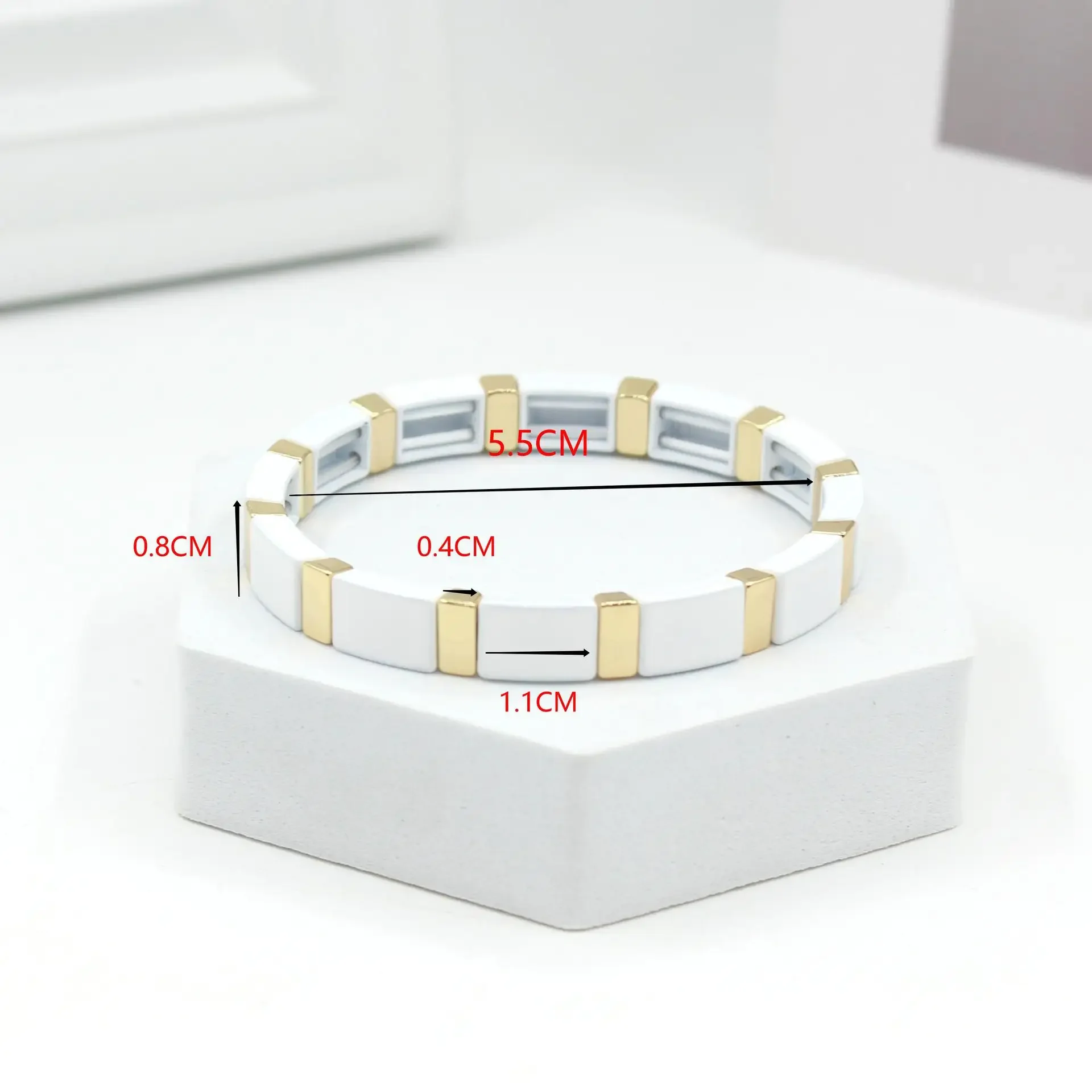 Bracelet en émail blanc bohème - Ethnic Fashion Model avis et prix