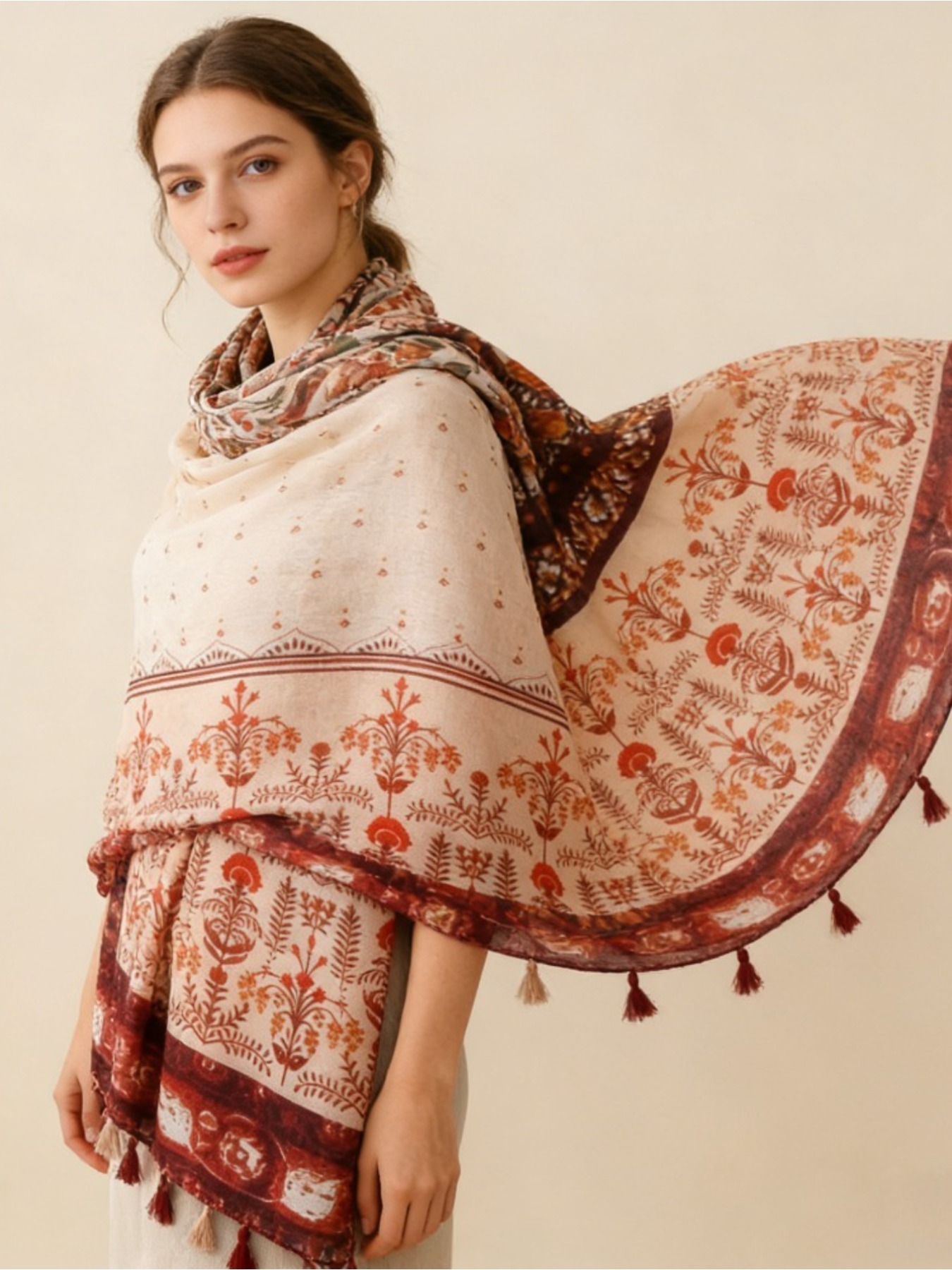 1 pièce, écharpe en soie à fle - Go Ethnic Fashion avis et prix