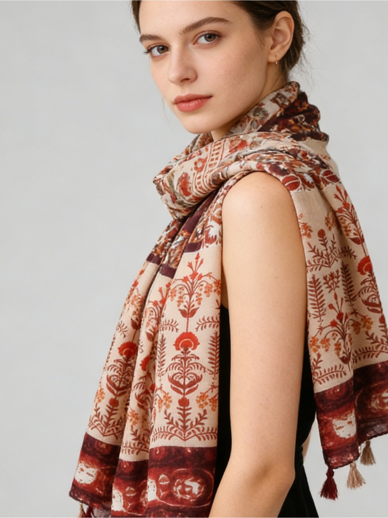 1 pièce, écharpe en soie à fle - Go Ethnic Fashion avis et prix