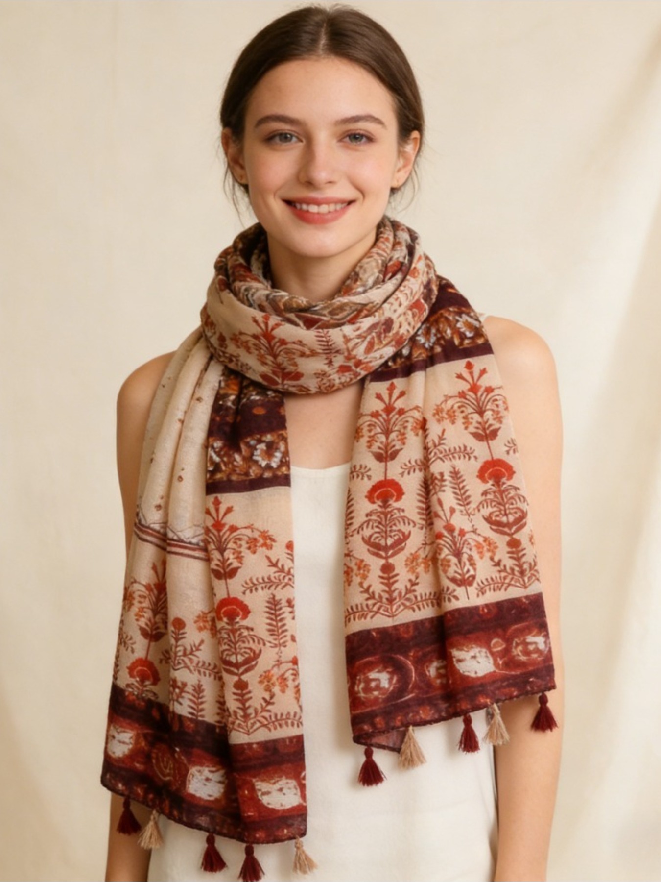 1 pièce, écharpe en soie à fle - Go Ethnic Fashion avis et prix